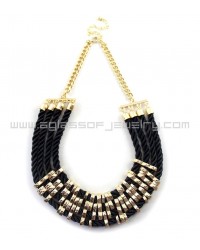 Braided Rope Gold Beaded Necklace